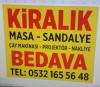 Masa sandalye kiraya verilir