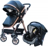 Yoyko deluxe travel bebek arabas 3 in 1 siyah rose deri